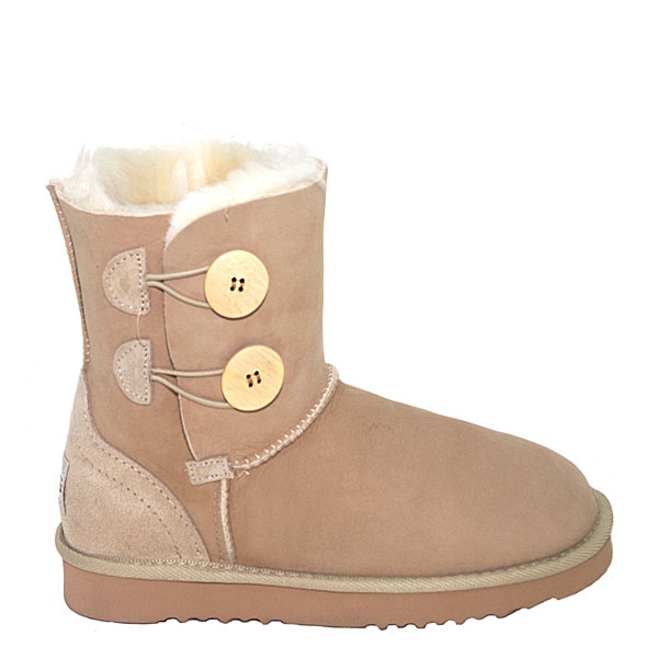 Two Button Wraps Ugg Boots - Sand