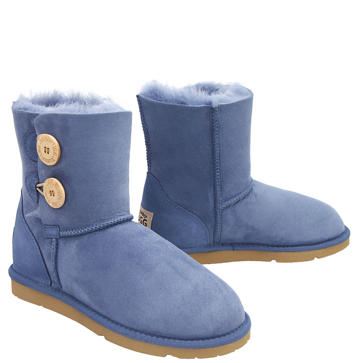 Two Button Wraps Ugg Boots - Slate Blue